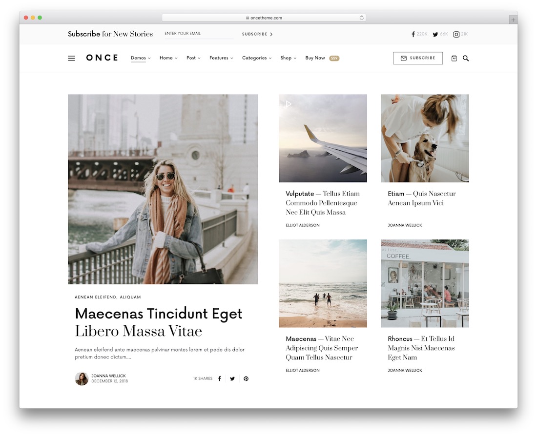 une fois le partage de contenu thème wordpress