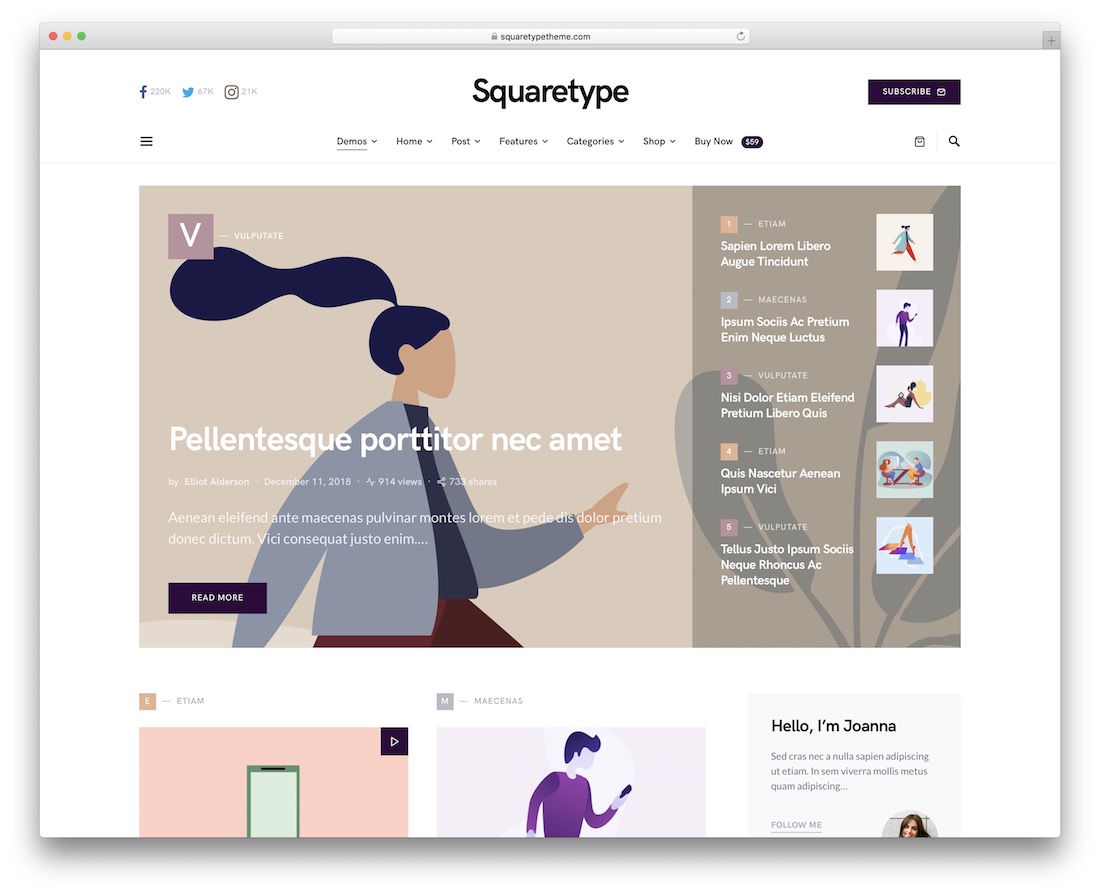 thème wordpress de partage de contenu squaretype