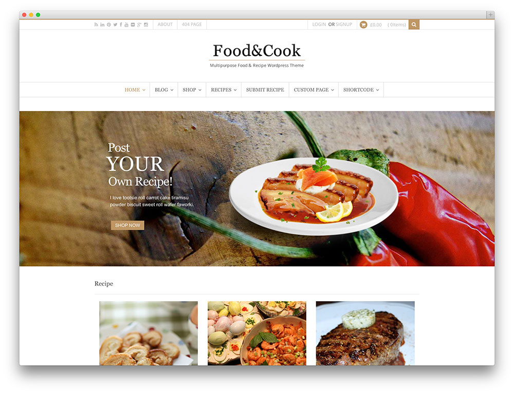 thème de partage de recettes de cuisine et de cuisine