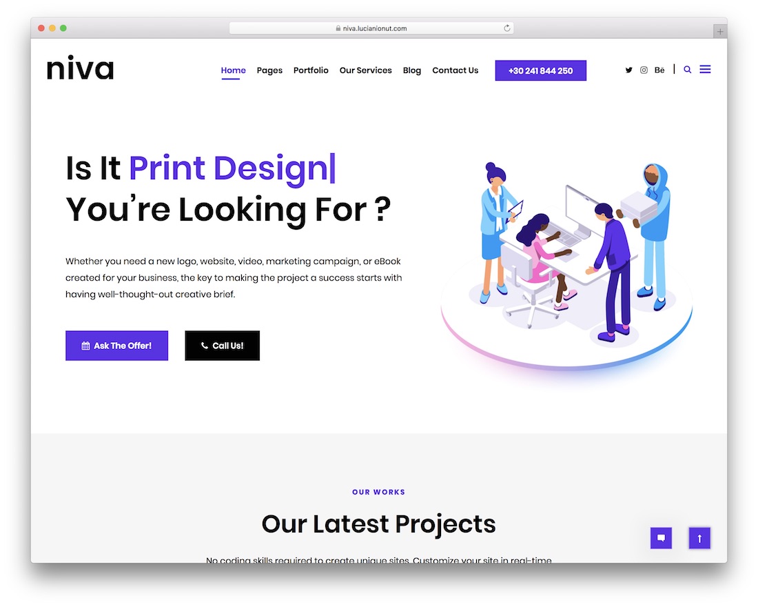 tema wordpress niva untuk freelancer