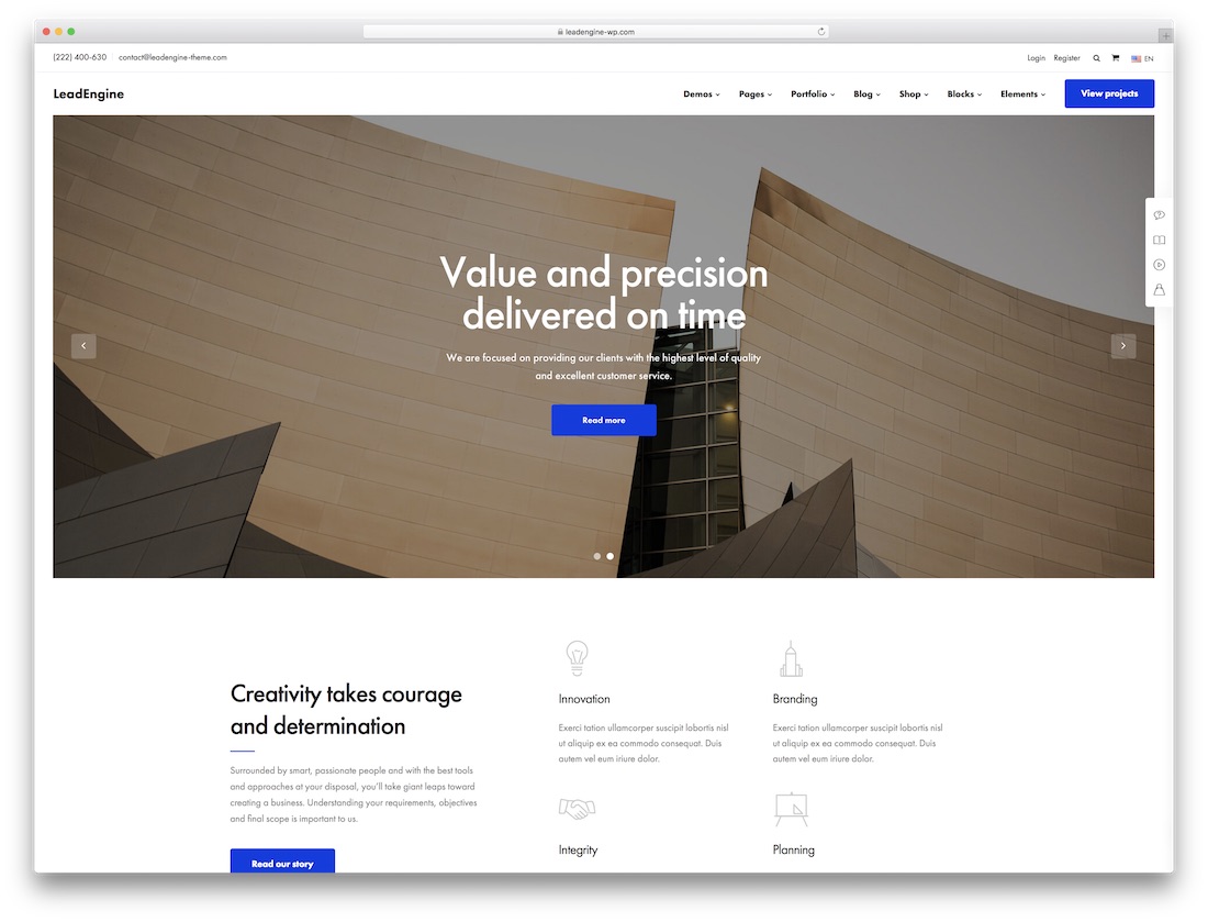 tema wordpress leadengine untuk arsitek