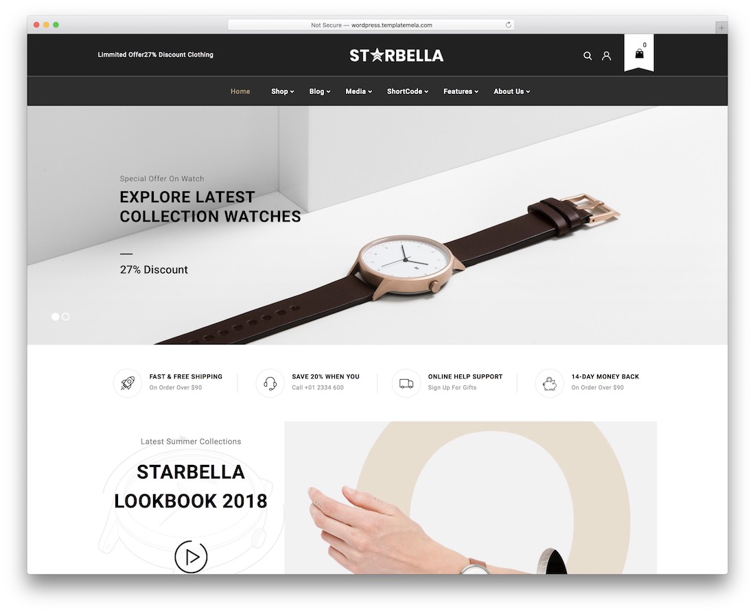 tema e-niaga ramah seluler starbella
