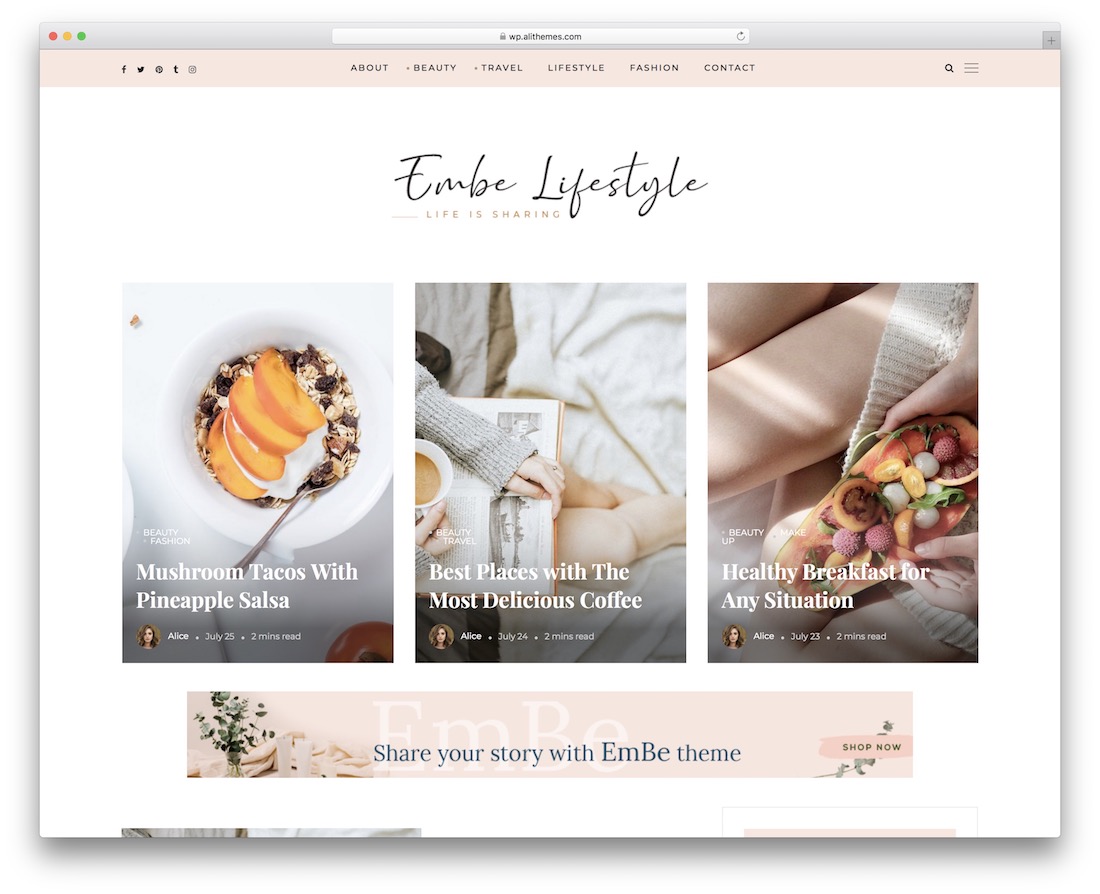 sematkan tema gaya hidup wordpress