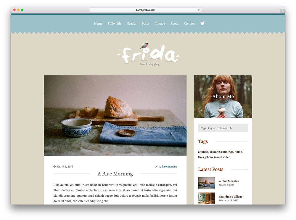 frida - tema blog pribadi vintage