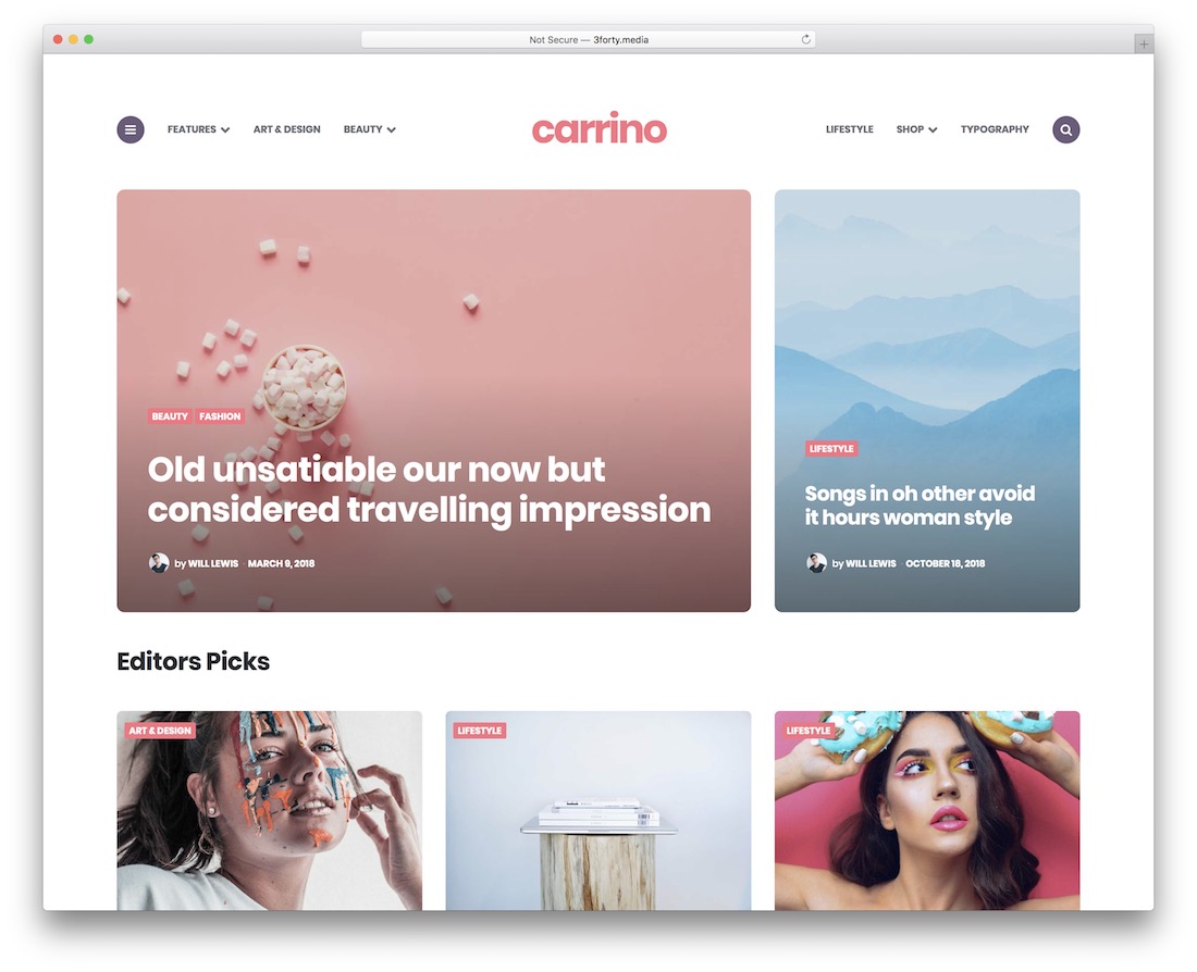 tema wordpress feminin carrino