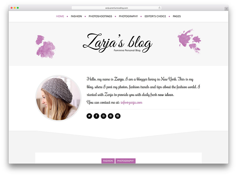 zarja - tema blog feminin