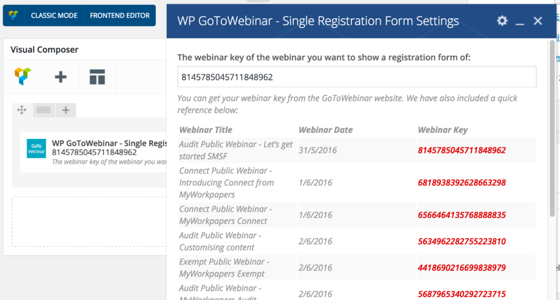 Pengaturan WP GoToWebinar