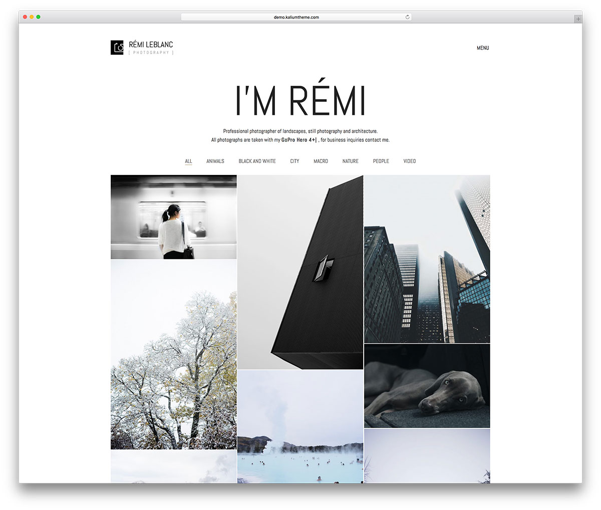 Tema fotografi portofolio yang unik