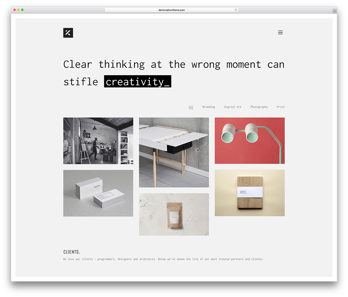 kalium-minimal-portofolio-wordpress-website-template