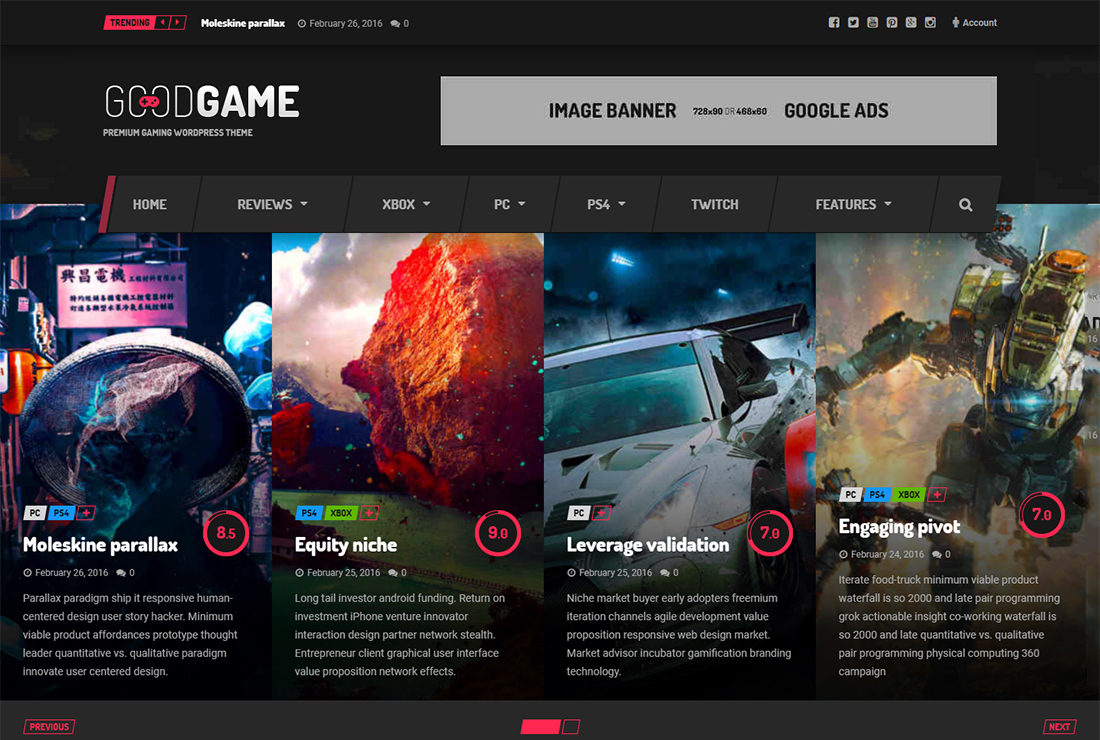 Tema Streaming Langsung WordPress Goodgame