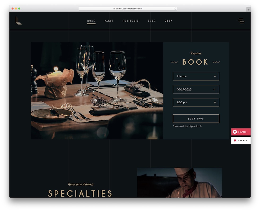 tema restoran wordpress laurent