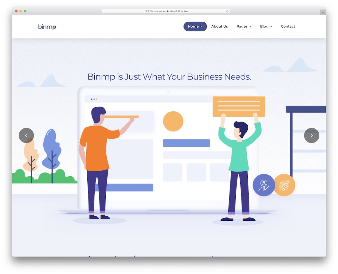 aplikasi binmp menampilkan tema wordpress