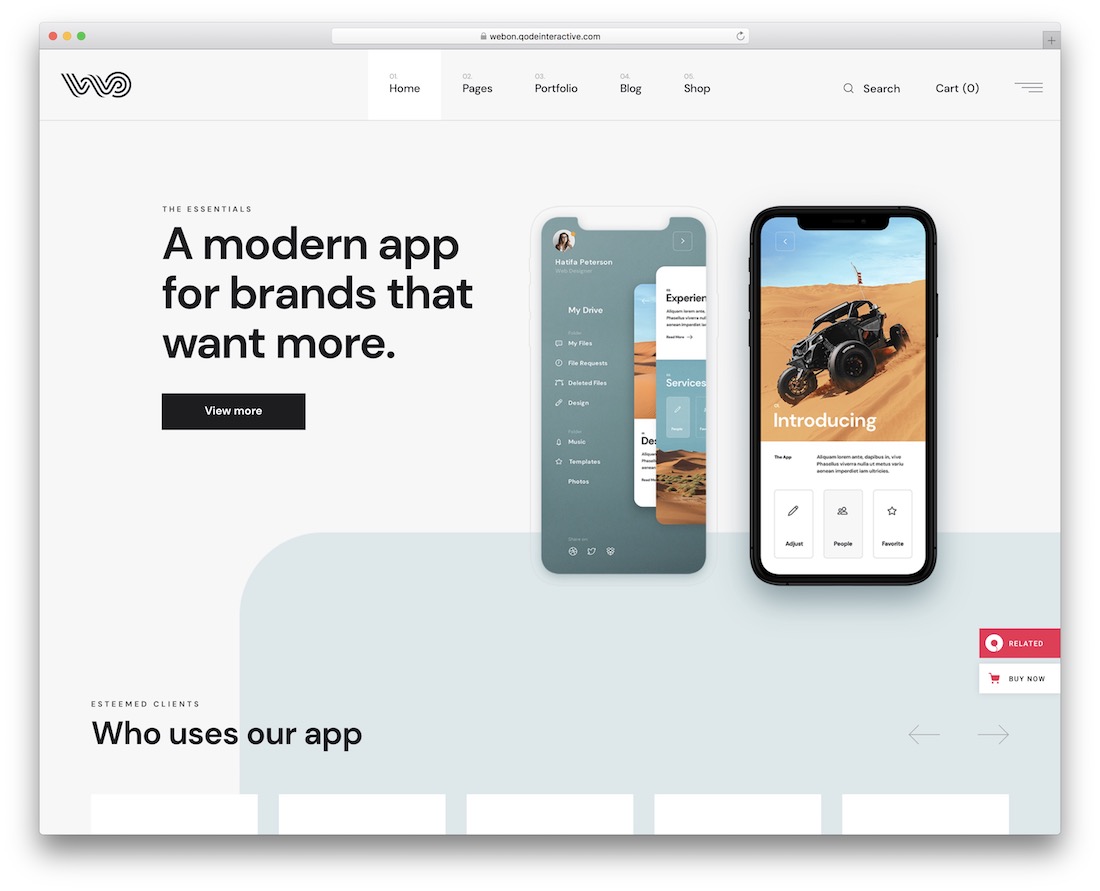 aplikasi webon menampilkan tema wordpress