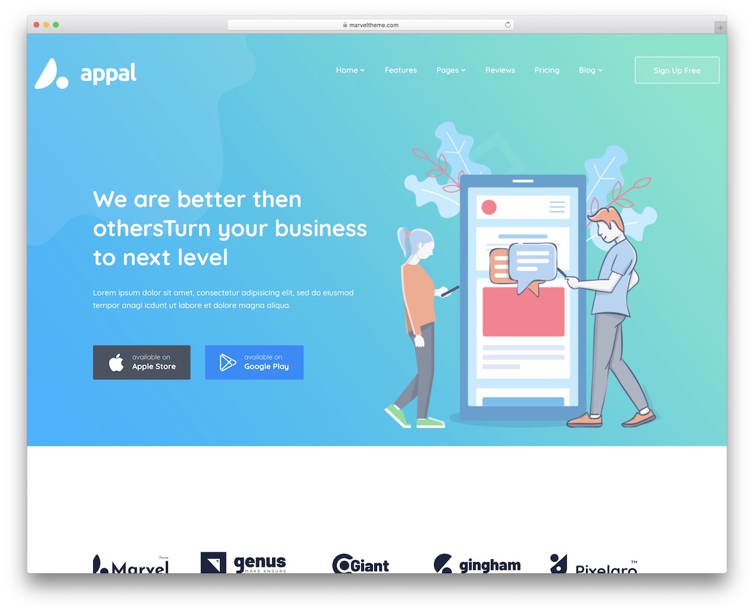 appal app menampilkan tema wordpress