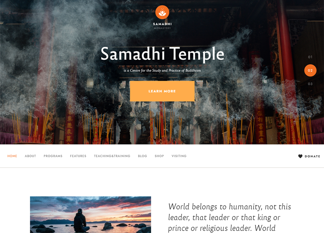 Samadhi | Tema WordPress Kuil Buddha Oriental