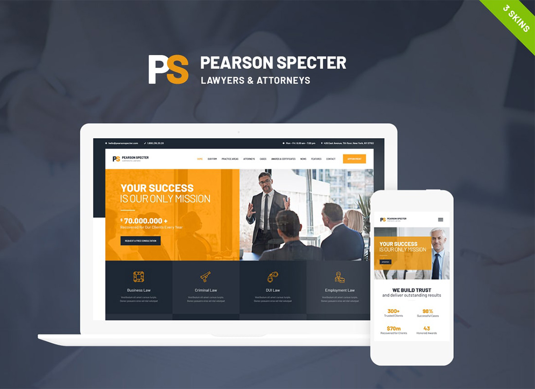 Pearson Spectre | Tema WordPress untuk Pengacara & Pengacara