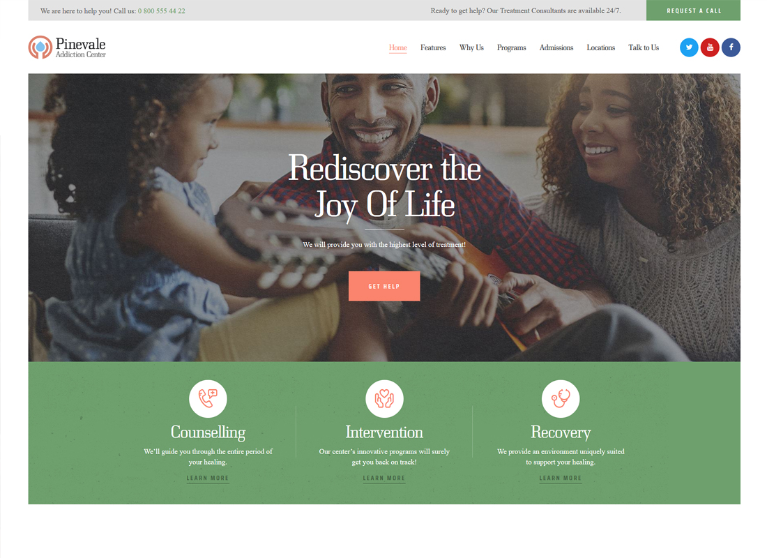 Pinevale | Tema WordPress Pusat Pemulihan dan Rehabilitasi Ketergantungan