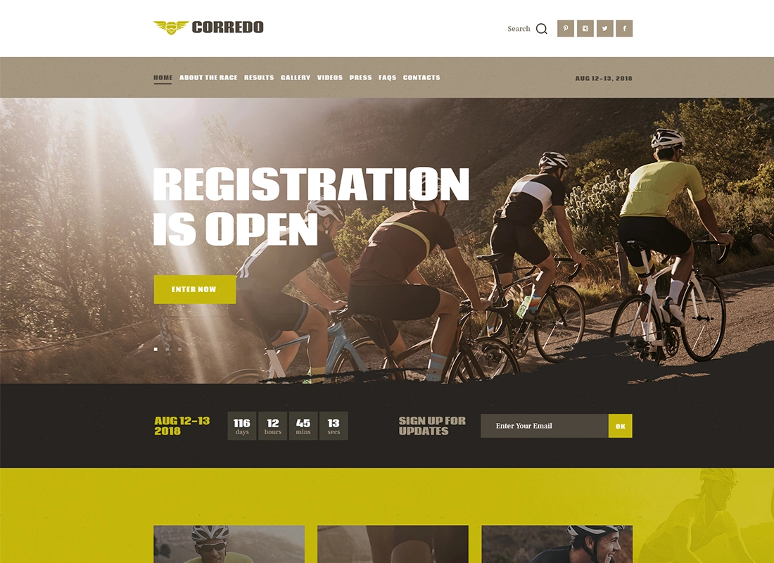 Korredo | Tema WordPress Balap Sepeda & Acara Olahraga