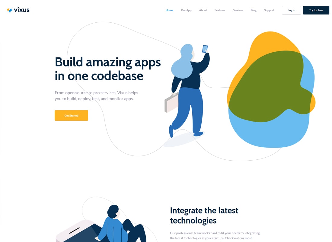 Vixus | Tema WordPress Halaman Landing Aplikasi Seluler & Startup
