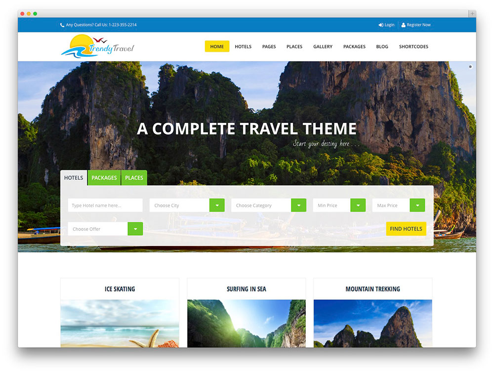 Tema WordPress perjalanan trendi