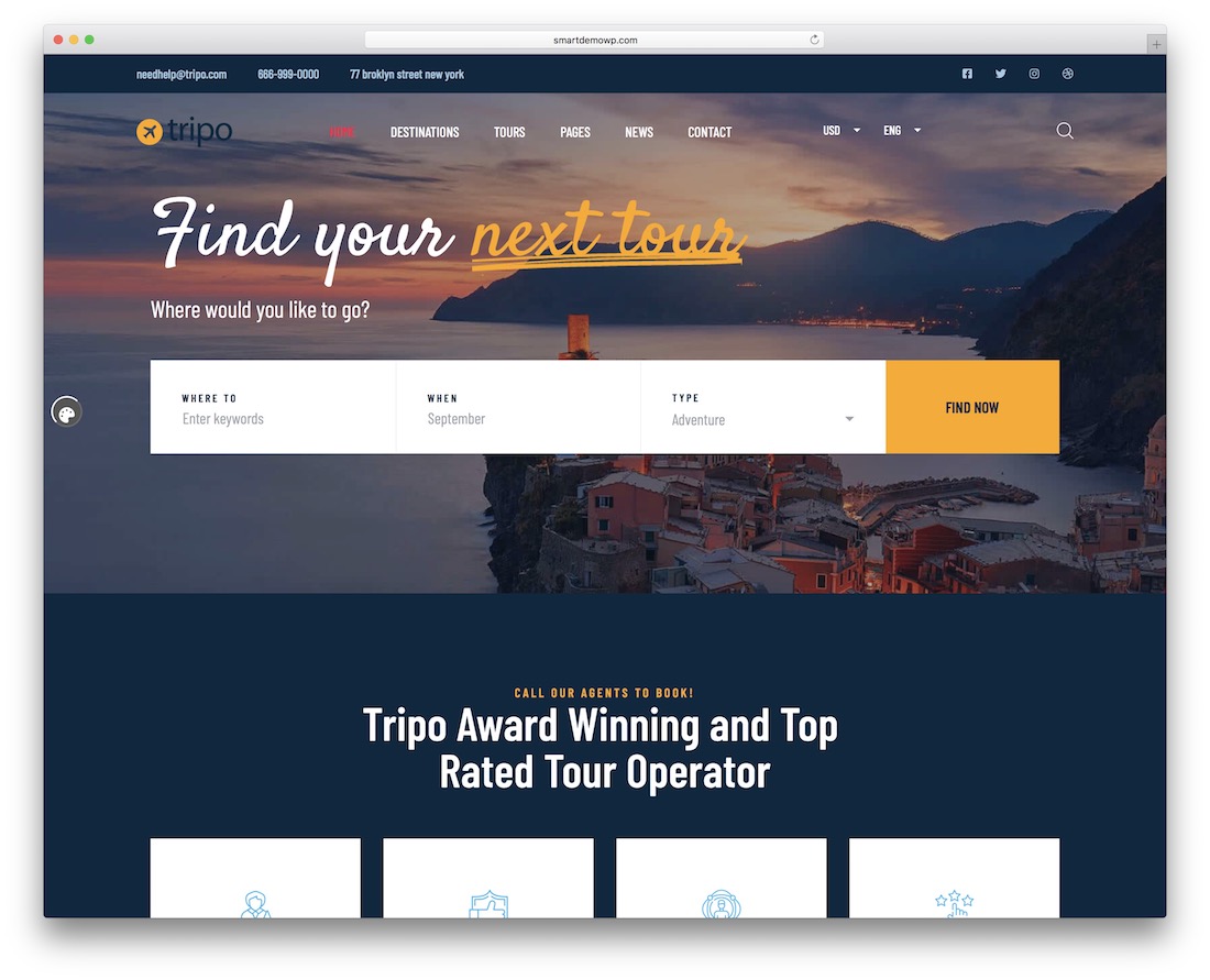tema perjalanan tripo wordpress