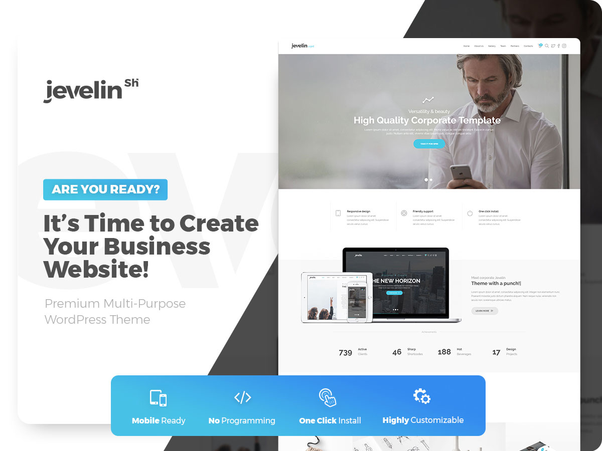 Jevelin - tema bisnis WordPress terlaris