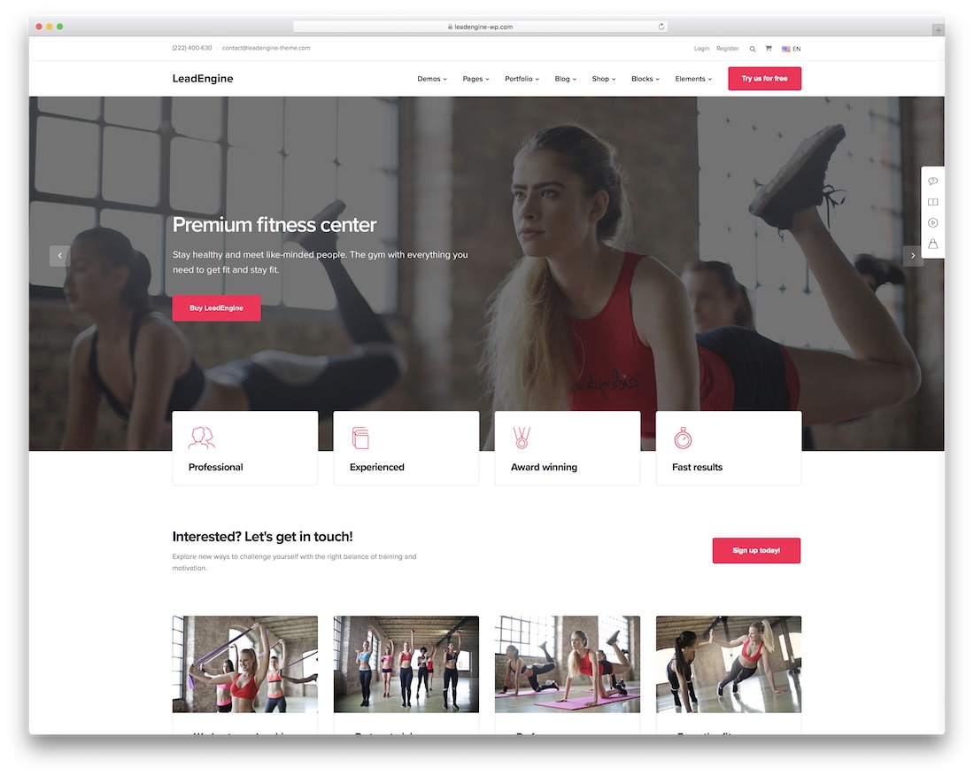 tema kebugaran wordpress leadengine