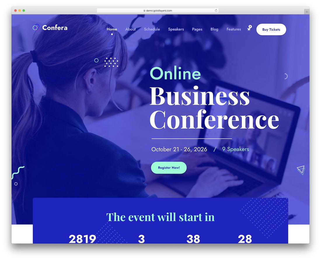 confera tema wordpress untuk konferensi dan acara