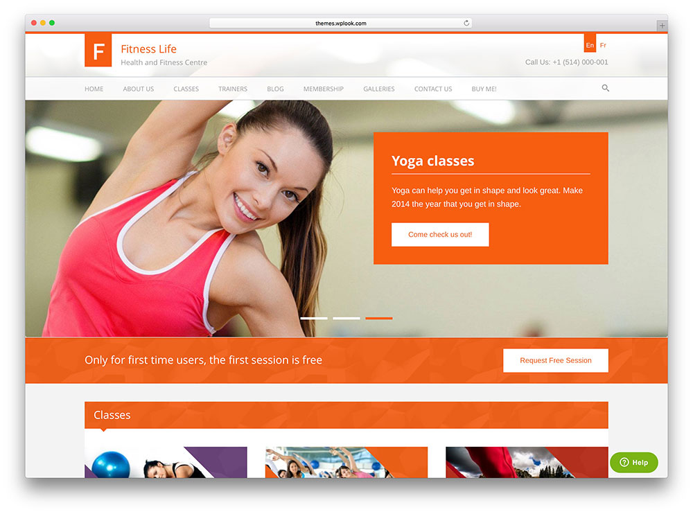 tema wordpress klub yoga fitnesslife