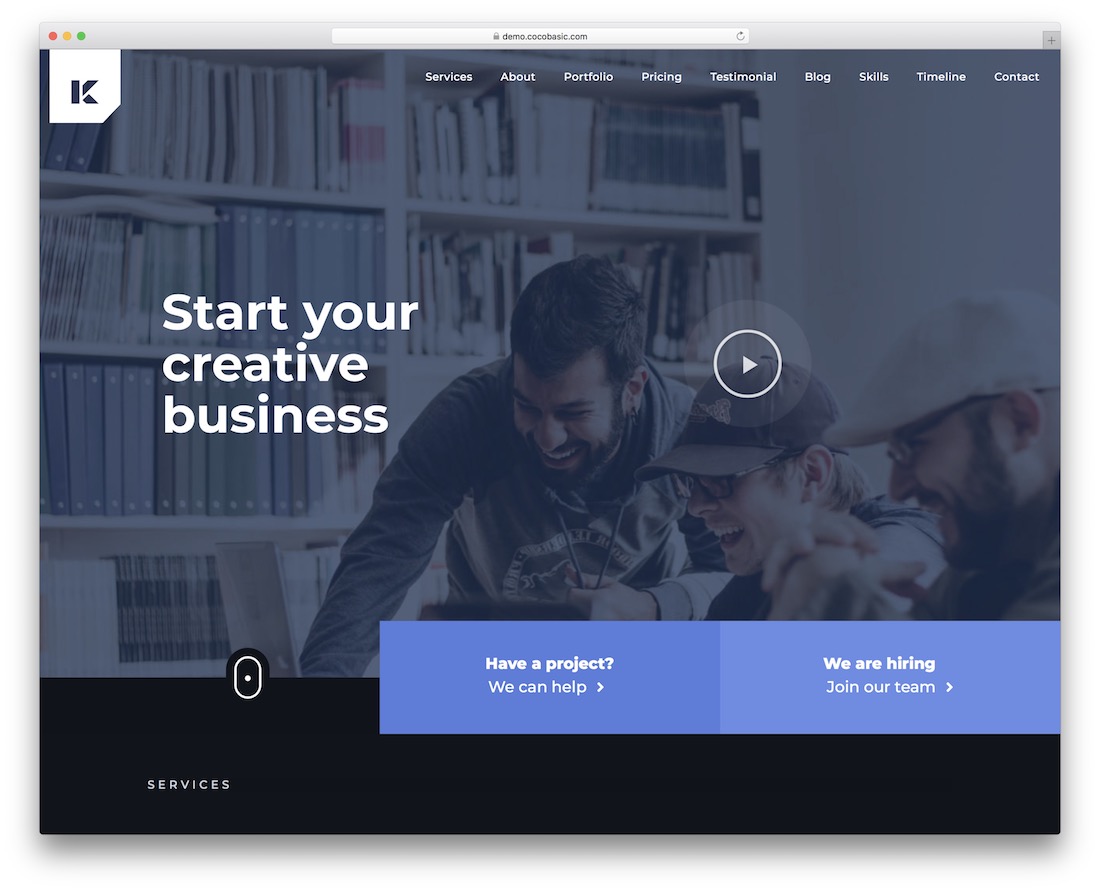 kaven satu halaman tema wordpress