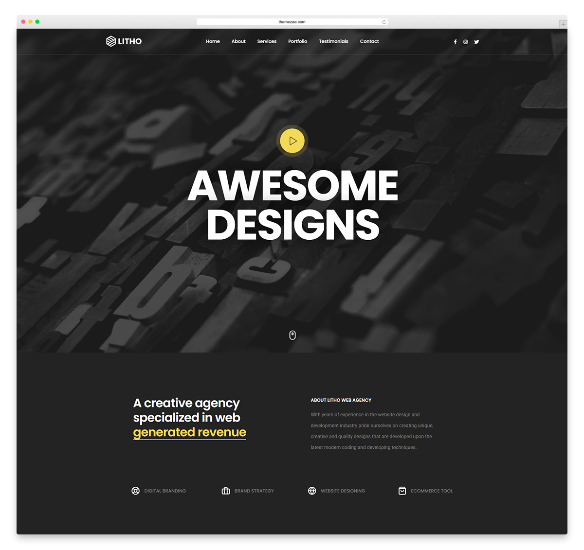 litho satu halaman tema wordpress