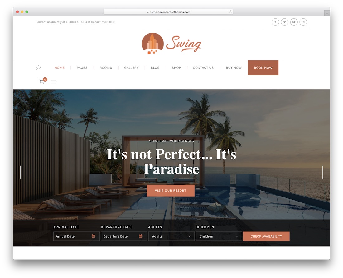 ayunan hotel tema wordpress desain luar biasa