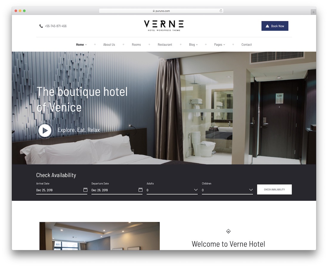 tema wordpress hotel verne