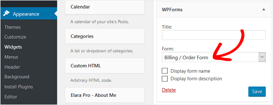 Виджет WPForms