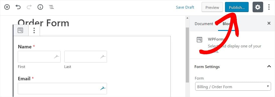 опубликуйте форму заказа на сайте wordpress