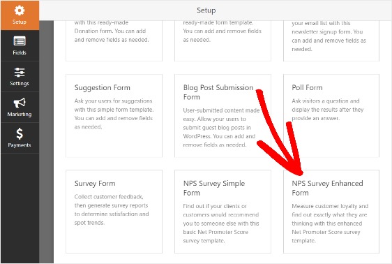 cómo crear un formulario de encuesta nps en la plantilla de WordPress