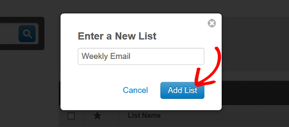 Aggiungi nuova mailing list