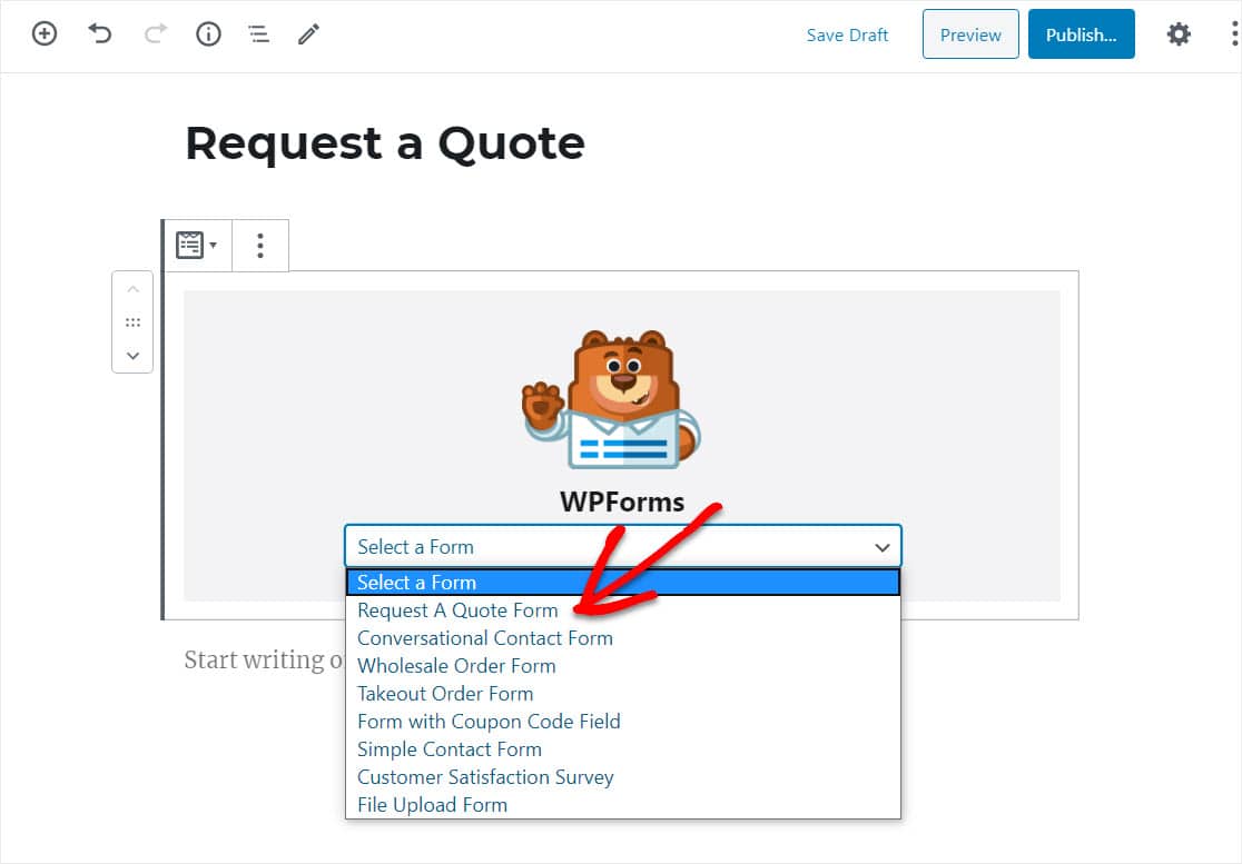 запросить цитату форму wordpress