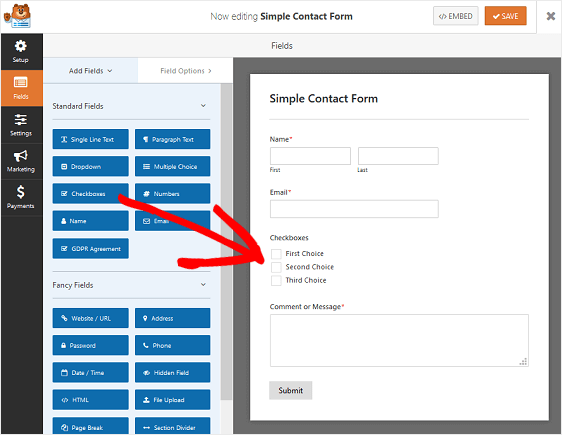 WPForms 表單字段