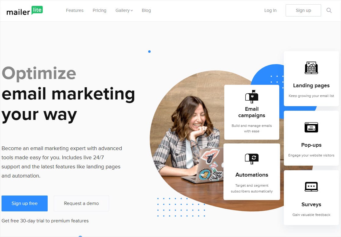 главная страница mailerlite