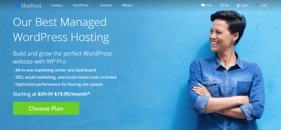 Alojamiento de WordPress administrado por Bluehost