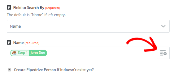 เทมเพลตการค้นหาบุคคลของ Pipedrive
