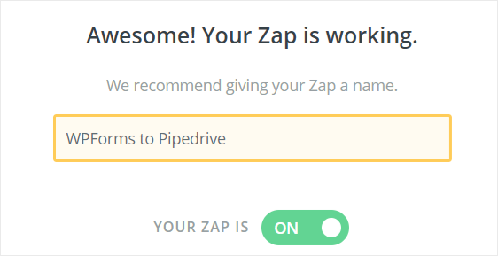 WPForms เป็น WordPress Pipedrive จาก zap