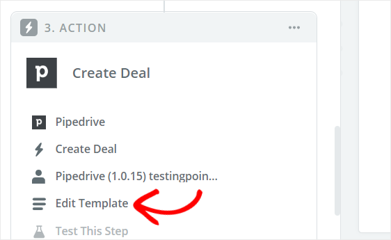 เลือกแก้ไขเทมเพลตเพื่อสร้างแบบฟอร์ม wordpress ของ pipedrive