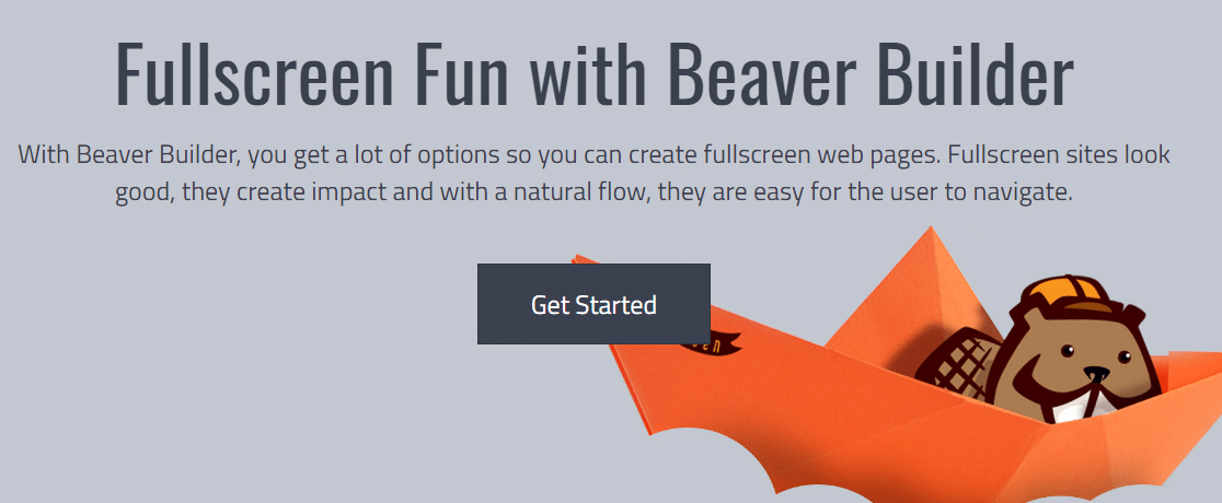 หน้า Landing Page ของตัวสร้างบีเวอร์