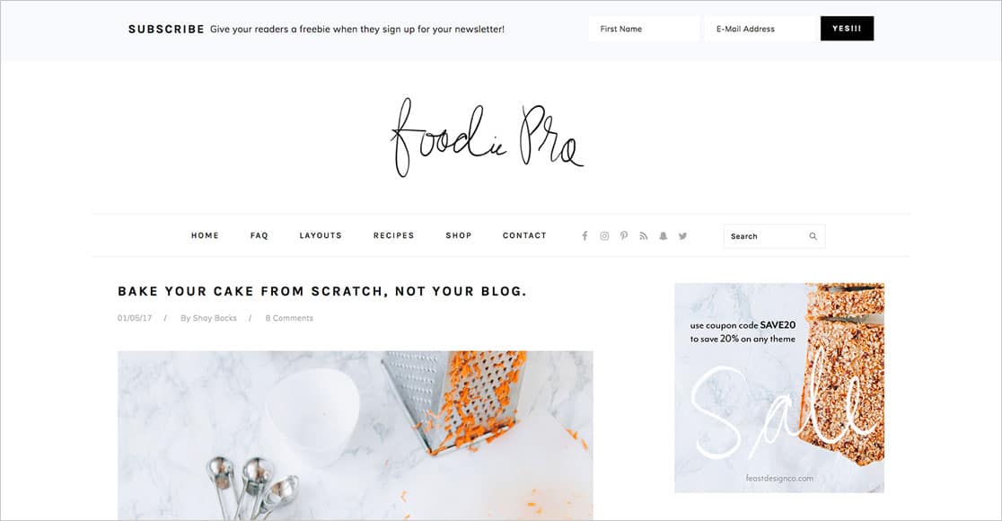 Foodie Pro Total 是最好的響應式 wordpress 主題之一