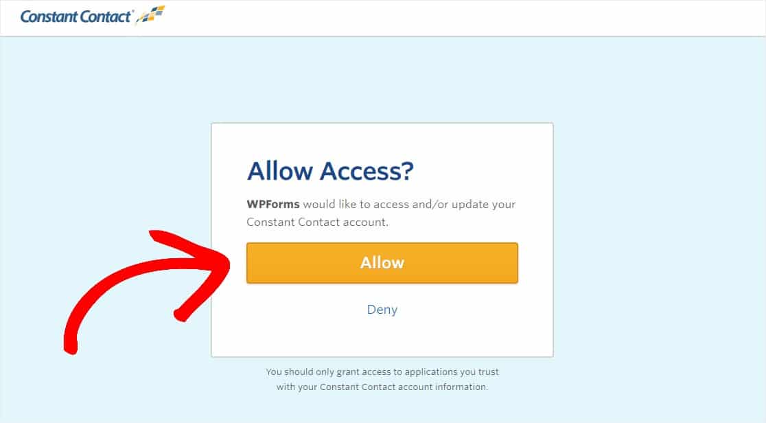 разрешить wpforms доступ к постоянному контакту