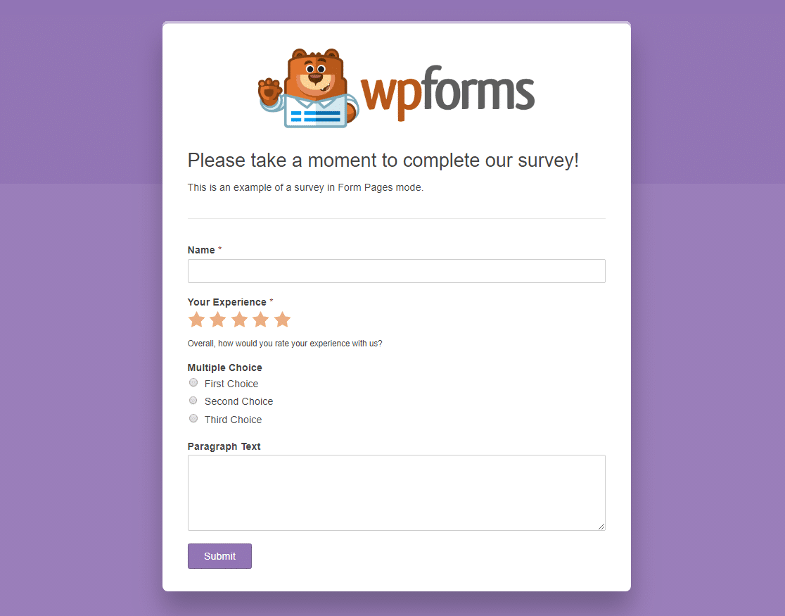 enquête en mode pages de formulaire