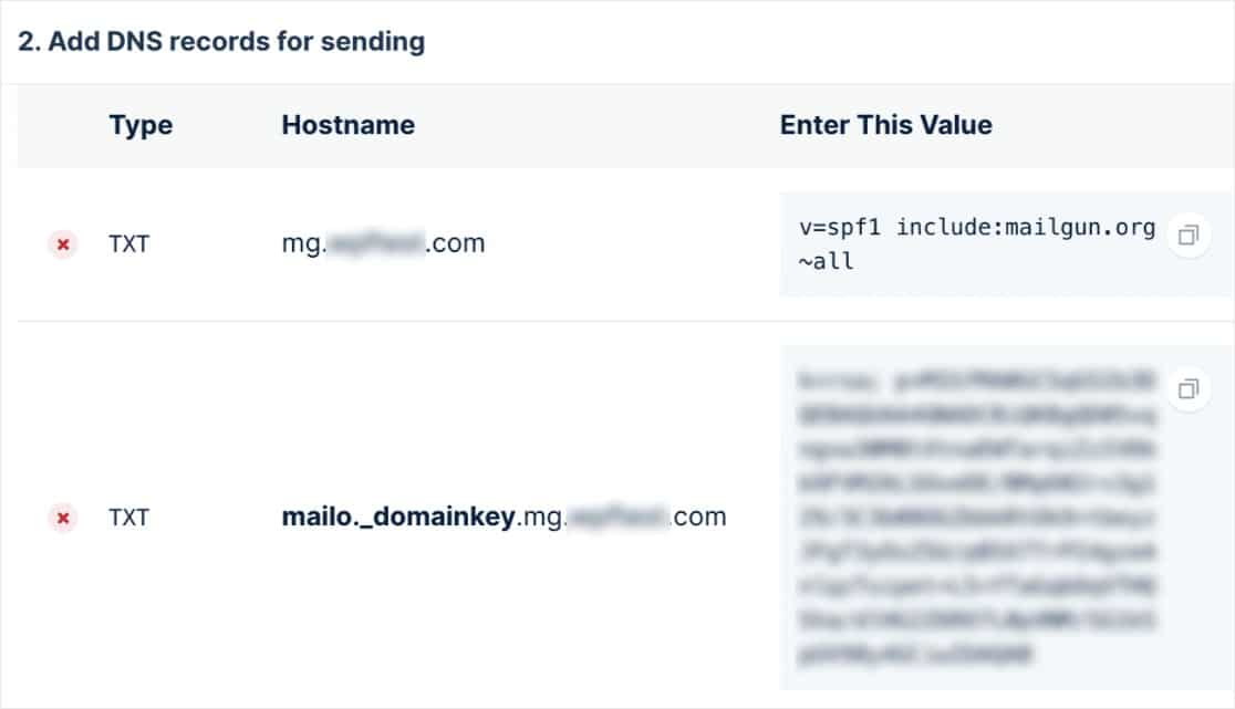 發送mailgun smtp的dns記錄