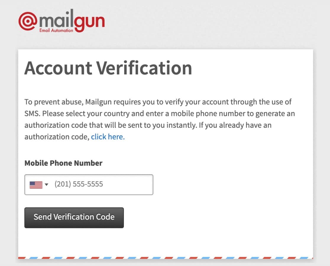 mailgun 帳戶驗證屏幕使用 Mailgun 發送 WordPress 電子郵件
